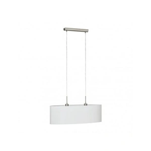 EGLO Suspension en textile PASTERI 2 ampoules nickel satiné abat jour blanc pas cher