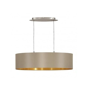 EGLO Suspension en textile MASERLO 2 ampoules nickel satiné abat jour taupe pas cher