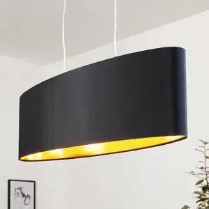 Comparateur de prix : EGLO Suspension en textile MASERLO 2 ampoules nickel satiné abat jour noir