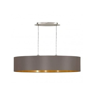EGLO Suspension en textile MASERLO 2 ampoules dorée abat jour cappuccino