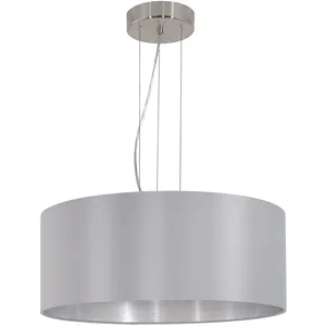 Eglo Maserlo - Plafonnier Rond À 3 Ampoules, Gris Nickel Satiné, E27 pas cher