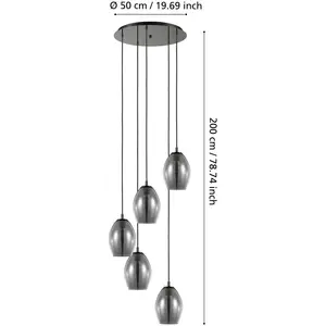 EGLO Stars Of Light Suspension Estanys, noir, à 5 lampes, rondeVendu parluminaire