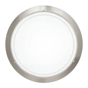 Comparateur de prix : Plafonnier en métal/verre nickel - EGLO - Ampoule 1 x 100 W, E27