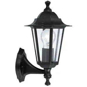 Comparateur de prix : Applique d'extérieur montante en métal et verre noir EGLO - Laterna