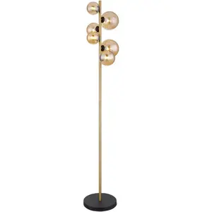 Comparateur de prix : Globo Lampe sur pied Riha, hauteur 155 cm, couleur ambre/laiton, métal