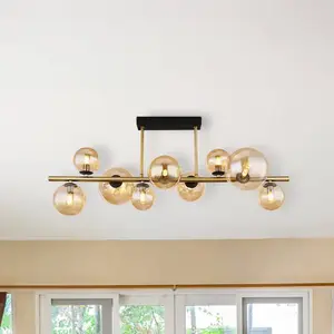 Globo Plafonnier Riha 9 lumières noir avec or - 56135-9D pas cher