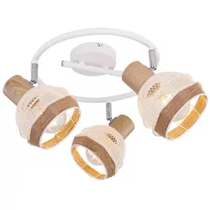 Globo Plafonnier Widy décor corde de chanvre, 3 lampes pas cher