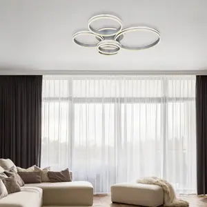Globo Plafonnier LED Rubio, longueur 114 cm, gris, CCT, à 5 lampesVendu parluminaire