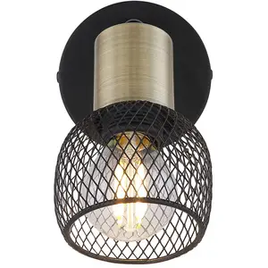 Comparateur de prix : Globo Applique murale Fiastra, noir/vieux laiton