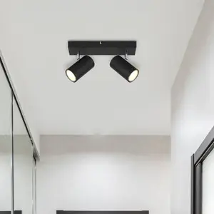 Comparateur de prix : Globo Spot pour plafond Robby, noir, longueur 26 cm, à 2 lampes, métal