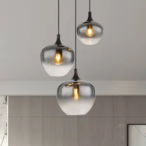 Comparateur de prix : Globo Suspension Maxy, Ø 48 cm, gris fumé, verre, 3 lampes