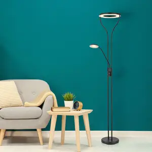 Globo Lampadaire à éclairage indirect LED Ebro avec lampe de lecture LED, intensitéVendu parluminaire