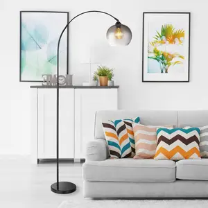 Comparateur de prix : Globo Lampadaire Newcastle, hauteur 196 cm, noir mat/gris fumée