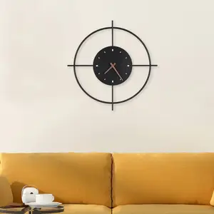 Globo Applique LED Sussy, horloge, noire/dorée, Ø 50 cm pas cher