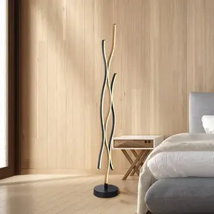 Globo Lampe sur pied LED Geronimo, hauteur 135 cm, noir/aspect boisVendu parluminaire