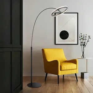 Globo Lampe sur pied LED Della, hauteur 190 cm, noir/gris foncé, métalVendu parluminaire