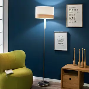 Globo Lampadaire avec abat-jour textile pour le salon PACOVendu parluminaire