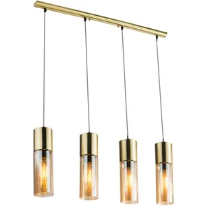 Comparateur de prix : Globo Suspension à 4 lampes Annika, abat-jour en verre