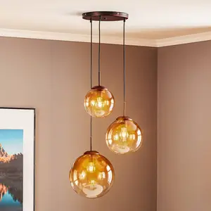Globo - suspension - Varus - marron - verre verre fumé - Ø 51cm - pas cher