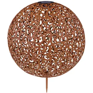 Lampe d'extérieur solaire à led prise de boule projecteur rouille chem...