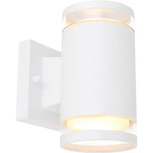 Globo - Applique d'extérieur double en Inox - H. 16,5 cm - Blanc