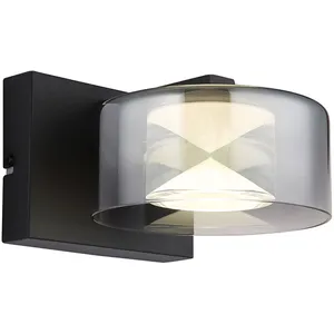Globo Applique murale lampe de chambre 1 lumière verre noir led l 15 cmVendu parluminaire