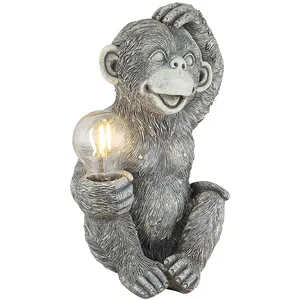 Comparateur de prix : GLOBO Lampe solaire de jardin en forme de singe - Gris - LED blanc chaud - 20 x 15,5 x 27,5 cm