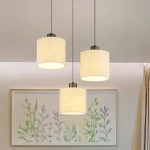 Globo Suspension LED Thea, Ø 49 cm, à 3 lampes, crème/noir mat pas cher