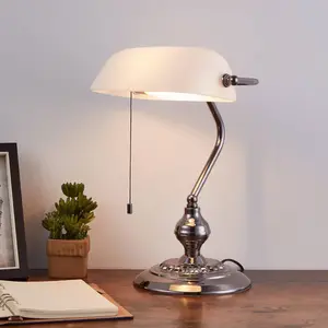 Comparateur de prix : EGLO Lampe à poser BANKER, couleur nickel, hauteur 39 cm, métal/verre