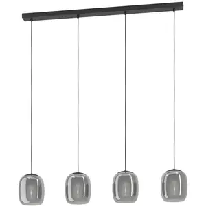 EGLO Suspension Ciampino, noir, à 4 lampes pas cher