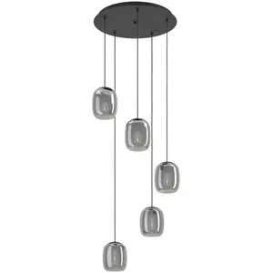 EGLO Suspension Ciampino, noir, à 5 lampes pas cher