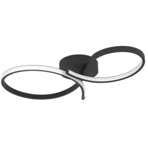 Plafonnier LED intégrée Serpins acier noir IP20 L.60 x l.34 x H.7,5 cm Eglo