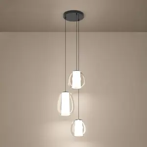 Suspension LED Stars of Light Menorca nickel 42 cm, à 3 lampes, CCT pas cher