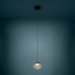 Suspension LED Stars of Light Pantoja noir/ambre 24 cm CCT pas cher