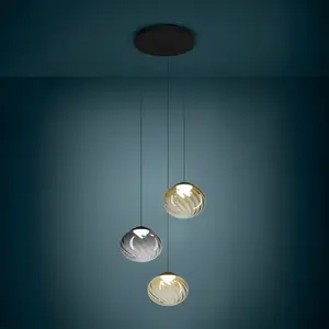 Suspension Stars of Light Pantoja noir/ambre 52 cm, à 3 lampes pas cher