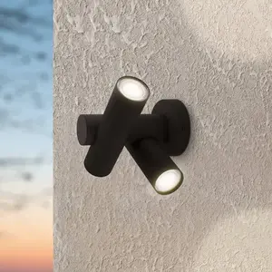 Comparateur de prix : EGLO Applique murale LED Fossignano, hauteur 25 cm, noir, métal à 2 la...