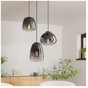 Comparateur de prix : EGLO Suspension Aguilares, verre fumé, 3 lampes Rondell