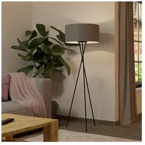 EGLO Lampe sur pied Fondachelli, gris clair, lin, trépied, Ø 51 cmVendu paramazon