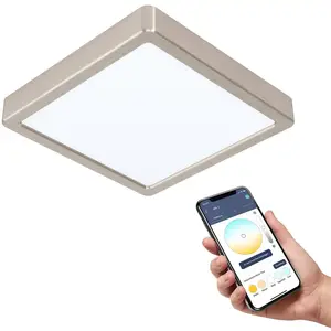 Comparateur de prix : EGLO connect Fueva-Z Plafonnier 21x21cm nickel