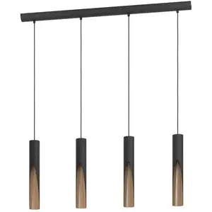 Comparateur de prix : EGLO Suspension LED Barbotto en noir/chêne, à 4 lampes