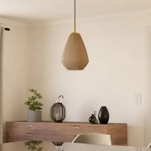 Comparateur de prix : EGLO Suspension Caprarola, Ø 20 cm, sable, verre/métal