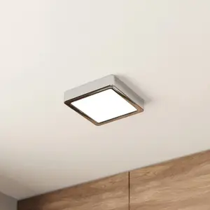 EGLO Plafonnier LED Fueva 5 IP44 3000K chrome 16x16cm pas cher