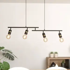 Comparateur de prix : EGLO Suspension Lurone, noir, à quatre lampes