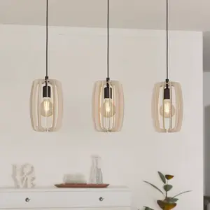 Comparateur de prix : EGLO Suspension Bajazzara trois abat-jour en cage sable