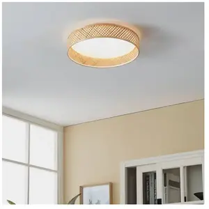Comparateur de prix : EGLO Plafonnier LED Luppineria Bambou tressé Ø 38cm