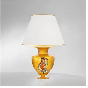 Comparateur de prix : KOLARZ Lampe de table Anfora, doré, hauteur 65 cm, verre/tissu
