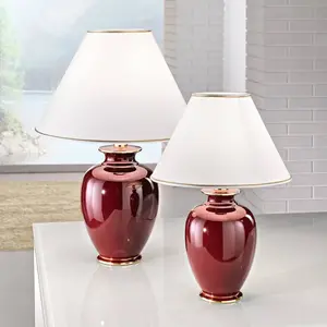 Austrolux Lampe de table Giardino Bordeaux 57cm Céramique 24 carats pas cher