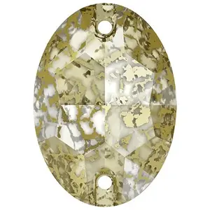 Cristaux de Swarovski Pierre à coudre ovale 3210 - 10 mm - Crystal Gold PatinaVendu parscrapmalin