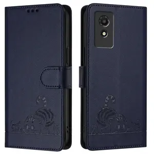 RASENA Coque pour TCL 501 6.0", Housse en Cuir PU Flip Pochette Portefeuille avec RFID Blocage Étui Magnétique Antichoc (Chats bleus) MG67Vendu parcdiscount
