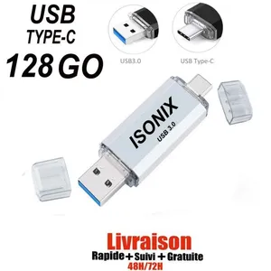 ISONIX Clé USB 128 GO Type C OTG USB Flash Drive pour appareils Android/PC ARGENT pas cher